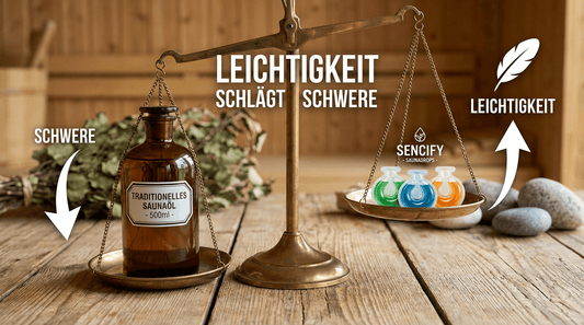 Nachhaltigkeit PVA vs Glas: Gewichtsvergleich zeigt – leichte Saunadrops sparen massiv CO2 beim Transport im Vergleich zu schweren Glasflaschen