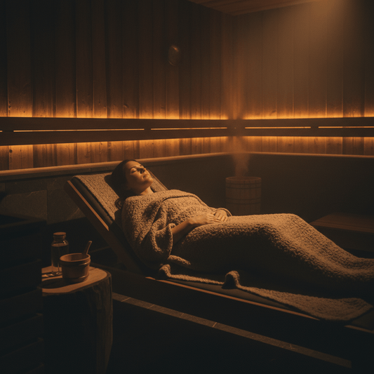 Tiefenentspannung nach der Sauna als Vorbereitung auf den Schlaf.