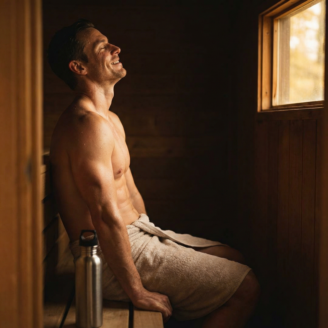 Ein Sportler entspannt nach dem Training beim Saunieren für die Regeneration.