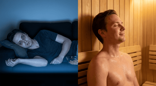 Vergleich: Passive Erschöpfung durch Netflix vs. aktive Erholung und Vitalität in der Sauna.