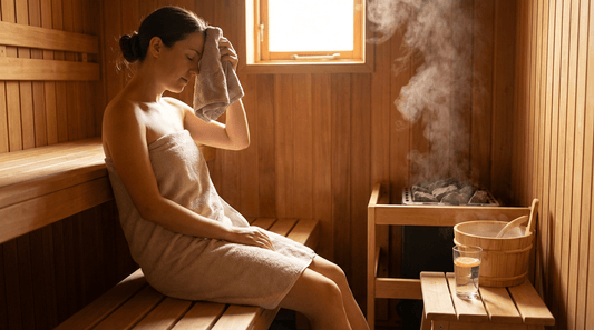 Vorbeugung von Migräne durch sanftes Saunieren und Kühlen der Stirn.