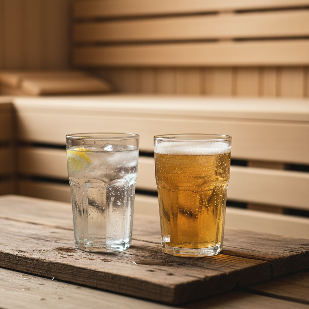 Was trinken nach Sauna: Erfrischendes Wasser mit Zitrone und isotonische Apfelschorle – die perfekten Durstlöscher zur Rehydrierung nach dem Schwitzen