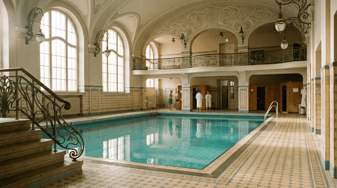 Historisches Altes Stadtbad Augsburg mit Jugendstil-Architektur und Saunabereich