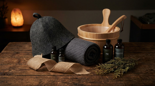 Sauna Geschenk für Männer: Maskuline Geschenkideen mit Saunahut, Handtuch, Saunakübel und Aufguss-Ölen